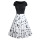 Women Retro Gathered Print Panel Midi Dress